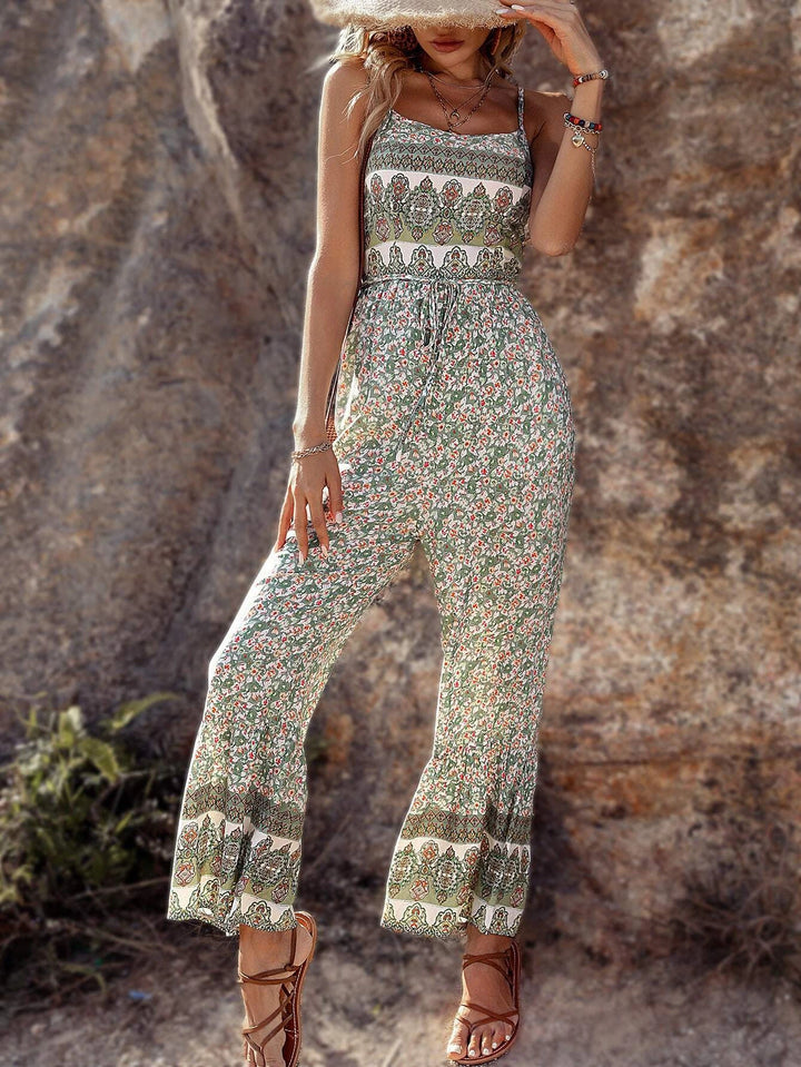 Long Floral Print Cami Jumpsuit