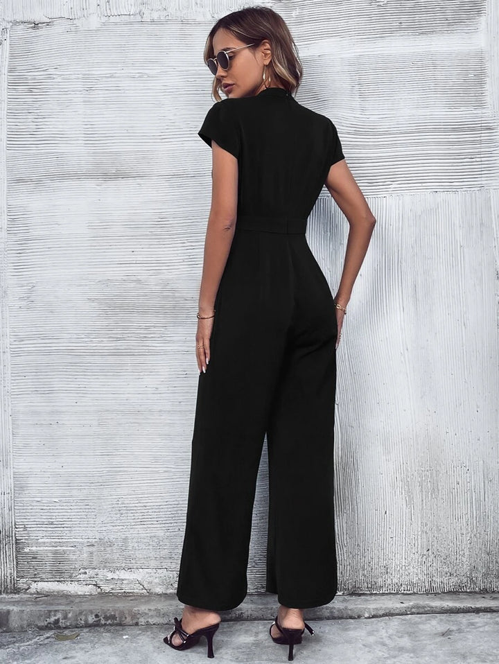 Keyhole Neckline Wide Leg Jumpsuit