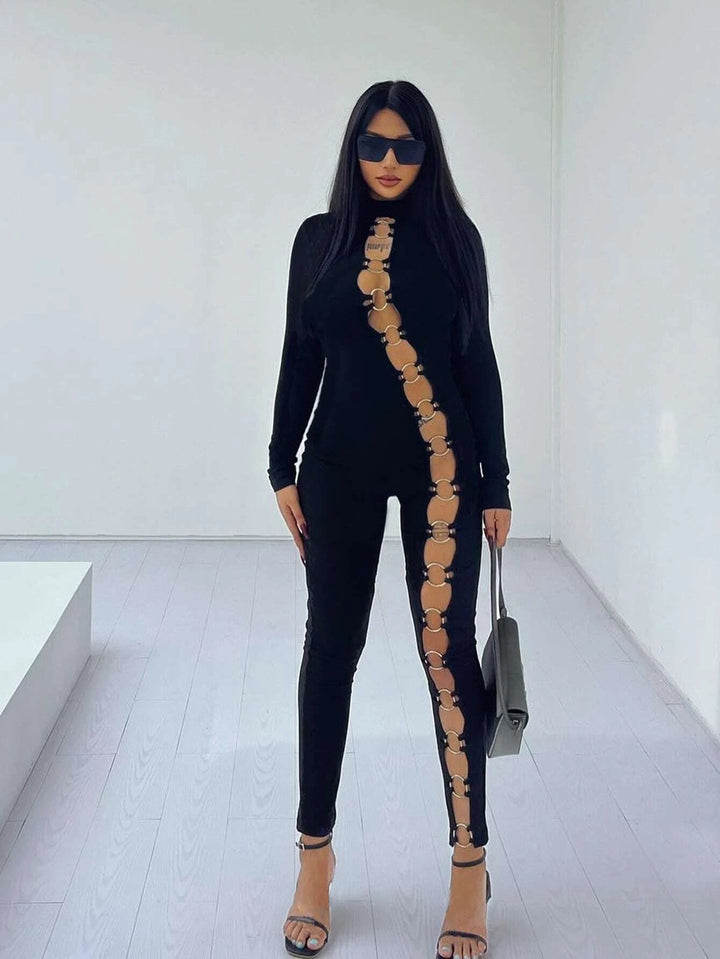 O-Ring Stand Collar Jumpsuit