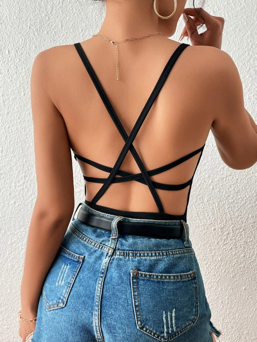 Crisscross Backless Cami Bodysuit