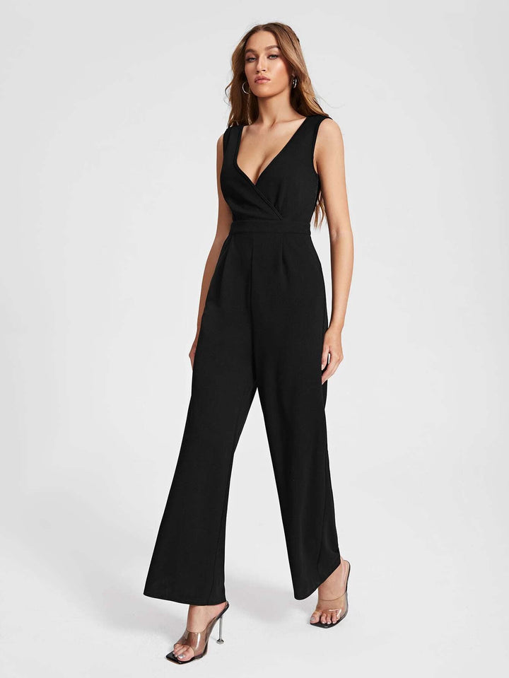 Contrast Laced Backless Jumpsuit