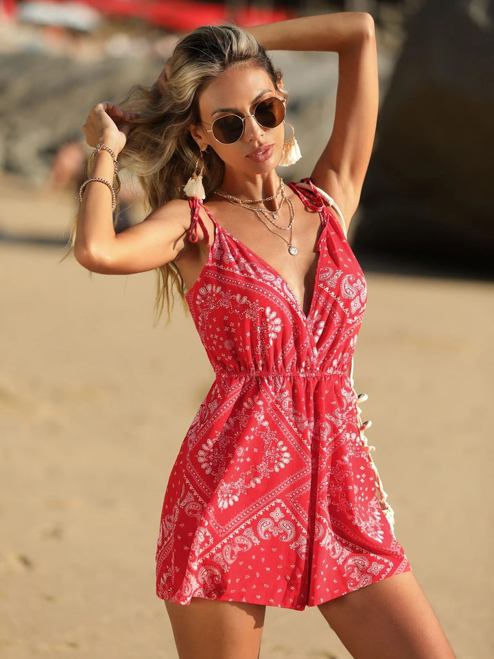 Paisley Pattern Sleeveless Cami Romper