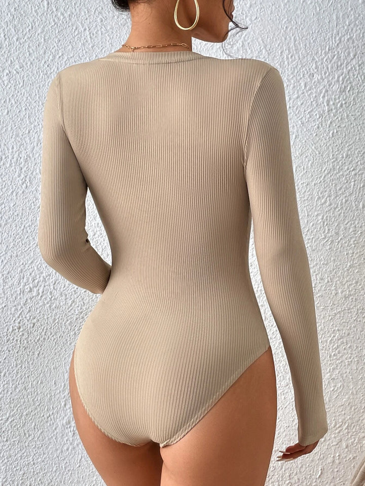 Button Ribbed Knit Bodysuit