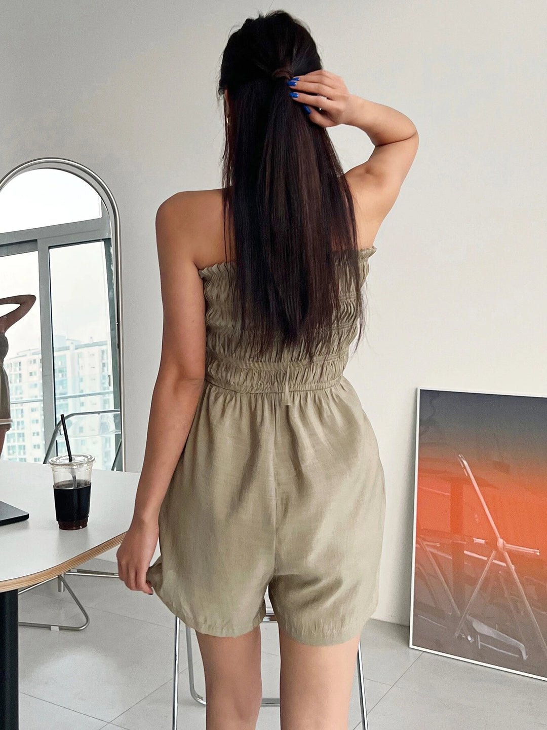 Square Neck Slant Pocket Romper