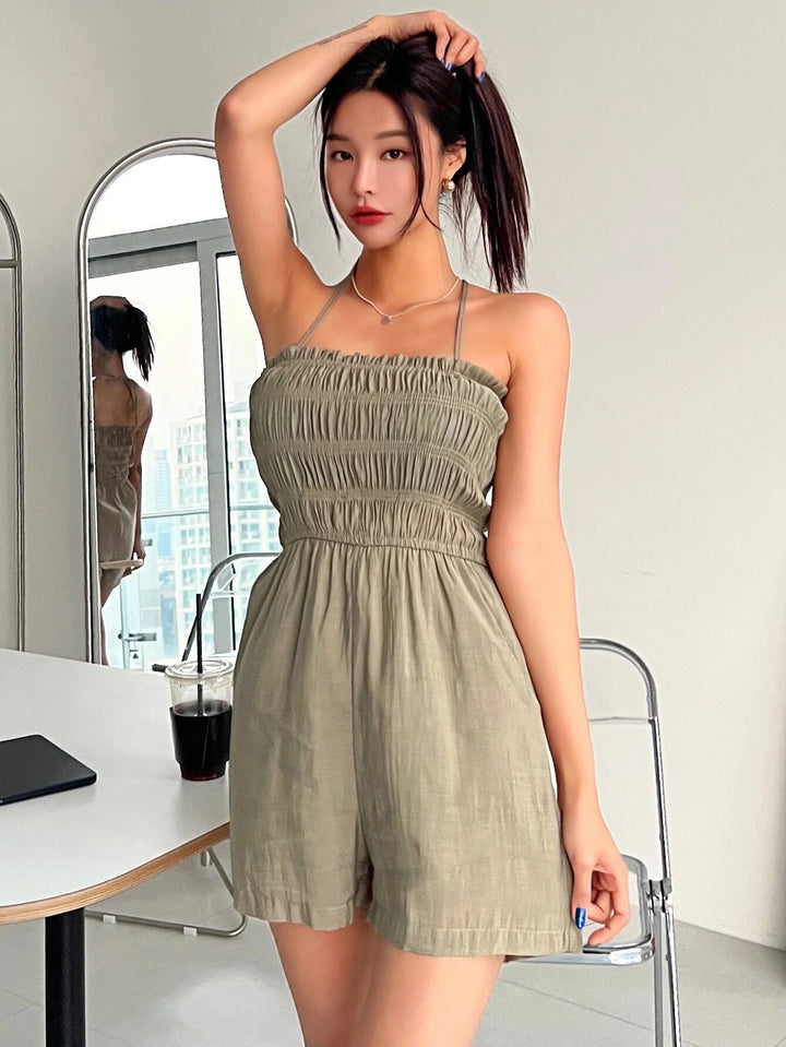 Square Neck Slant Pocket Romper