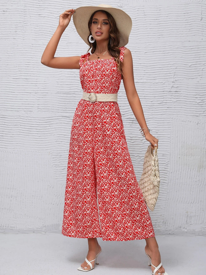 Floral Long Length Leg Jumpsuit