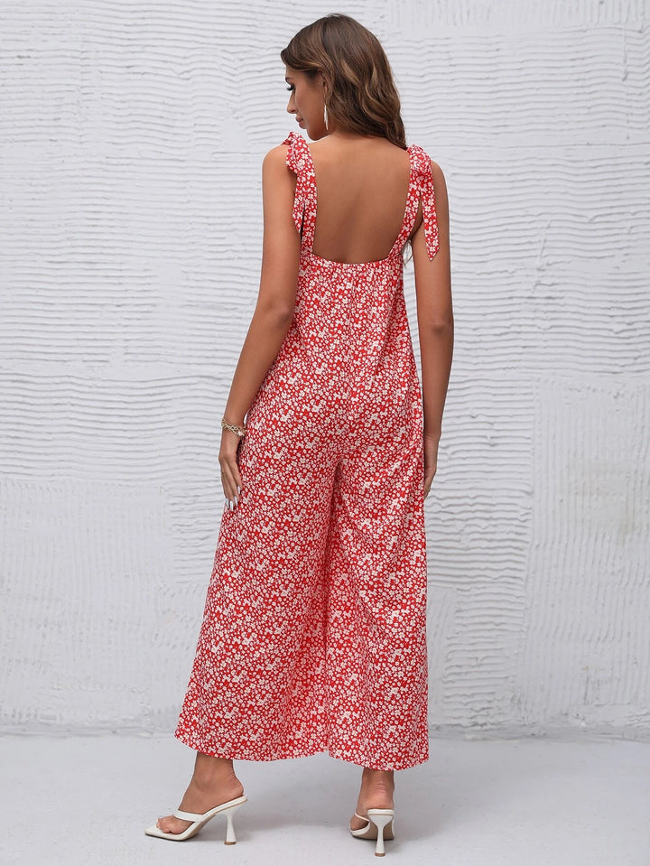 Floral Long Length Leg Jumpsuit