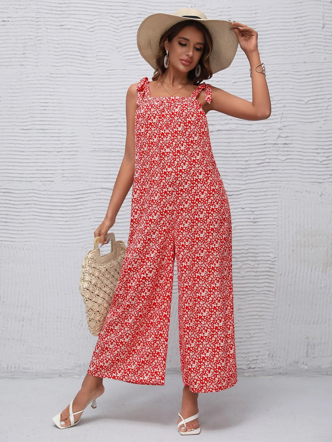 Floral Long Length Leg Jumpsuit