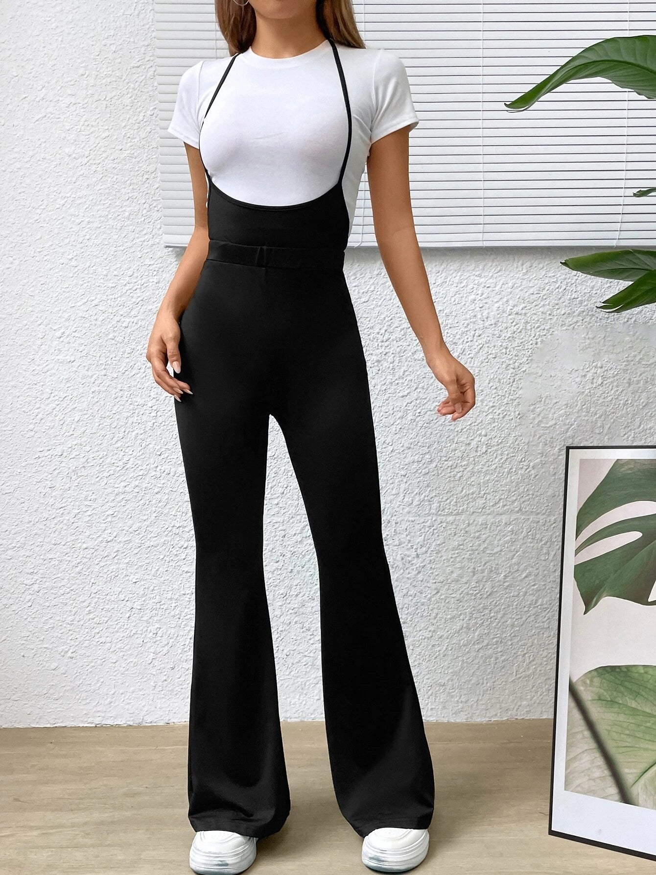 Solid Colored Backless Tie Jumpsuit Comfy Jumpsuits 