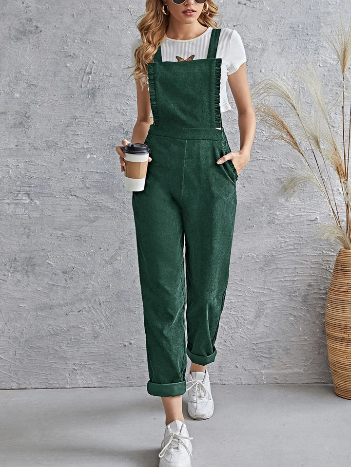 Sleeveless Pocket Front Cord Overalls