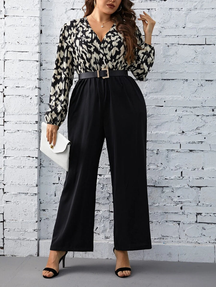 Graphic Print Lantern Sleeve Jumpsuit