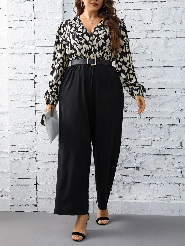 Graphic Print Lantern Sleeve Jumpsuit