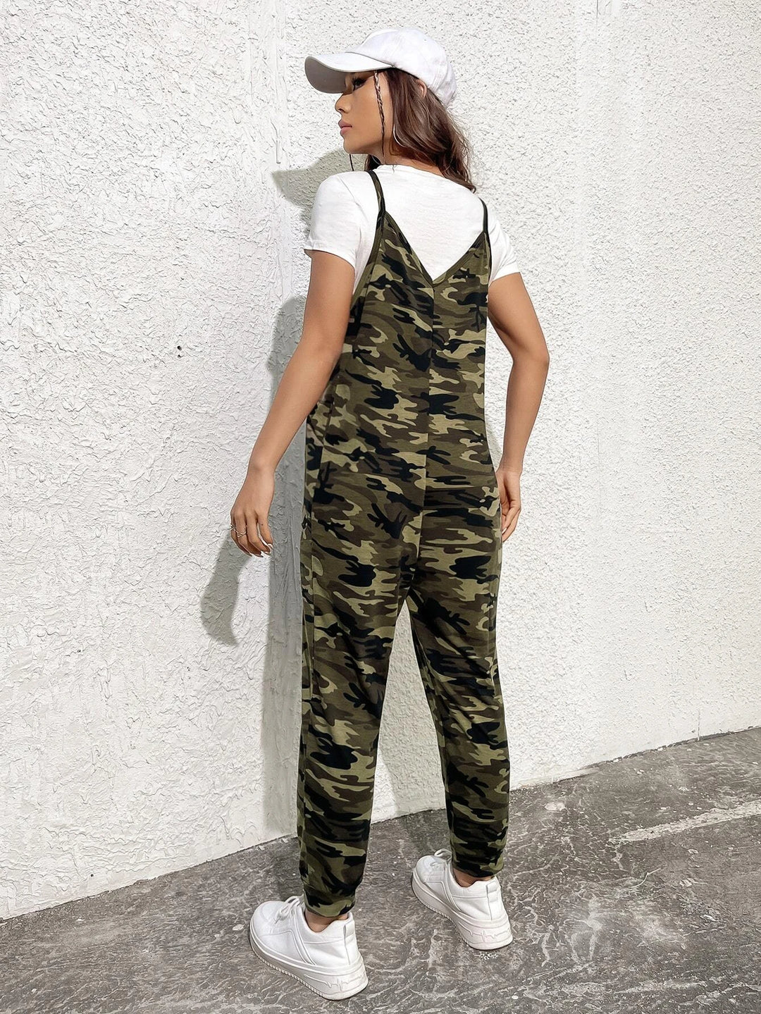 Pocket Front Camo Jumpsuit