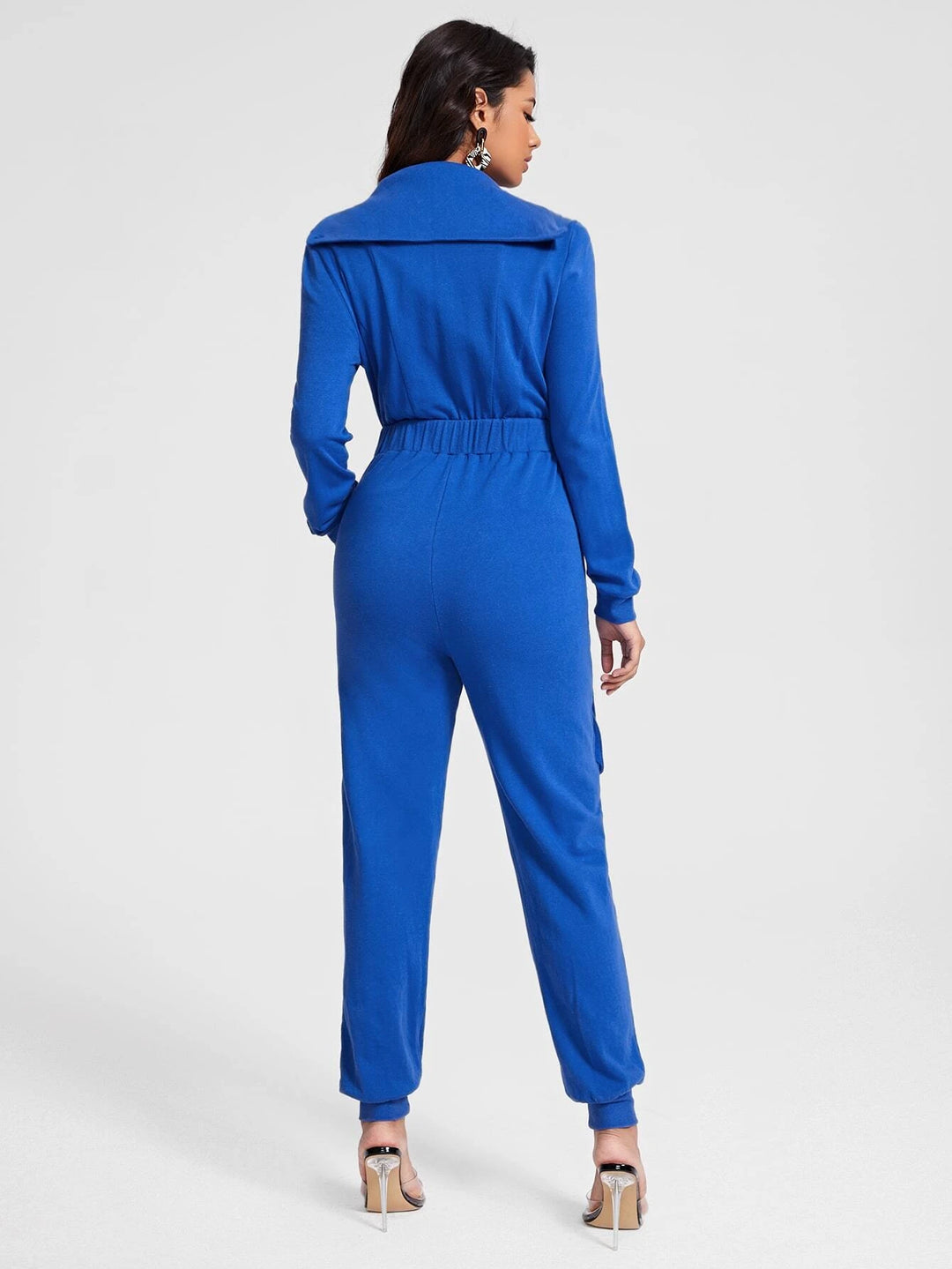 Mock Neck Flap Pocket Jumpsuit