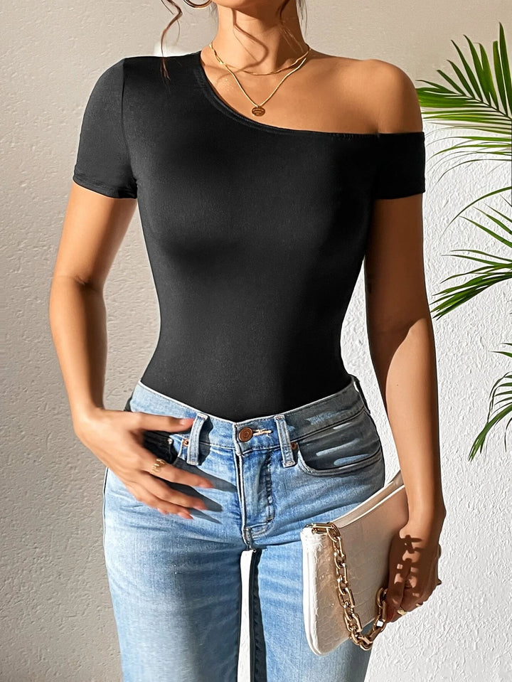 Casual One Shoulder Bodysuit