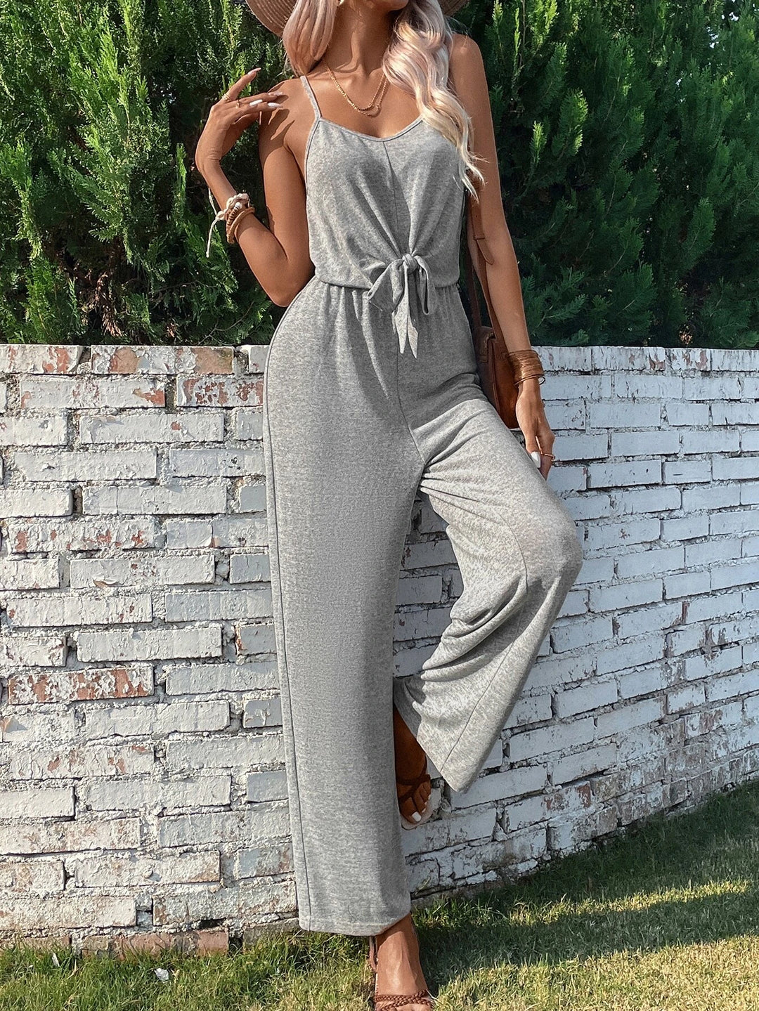 Front Knot Cami Jumpsuit