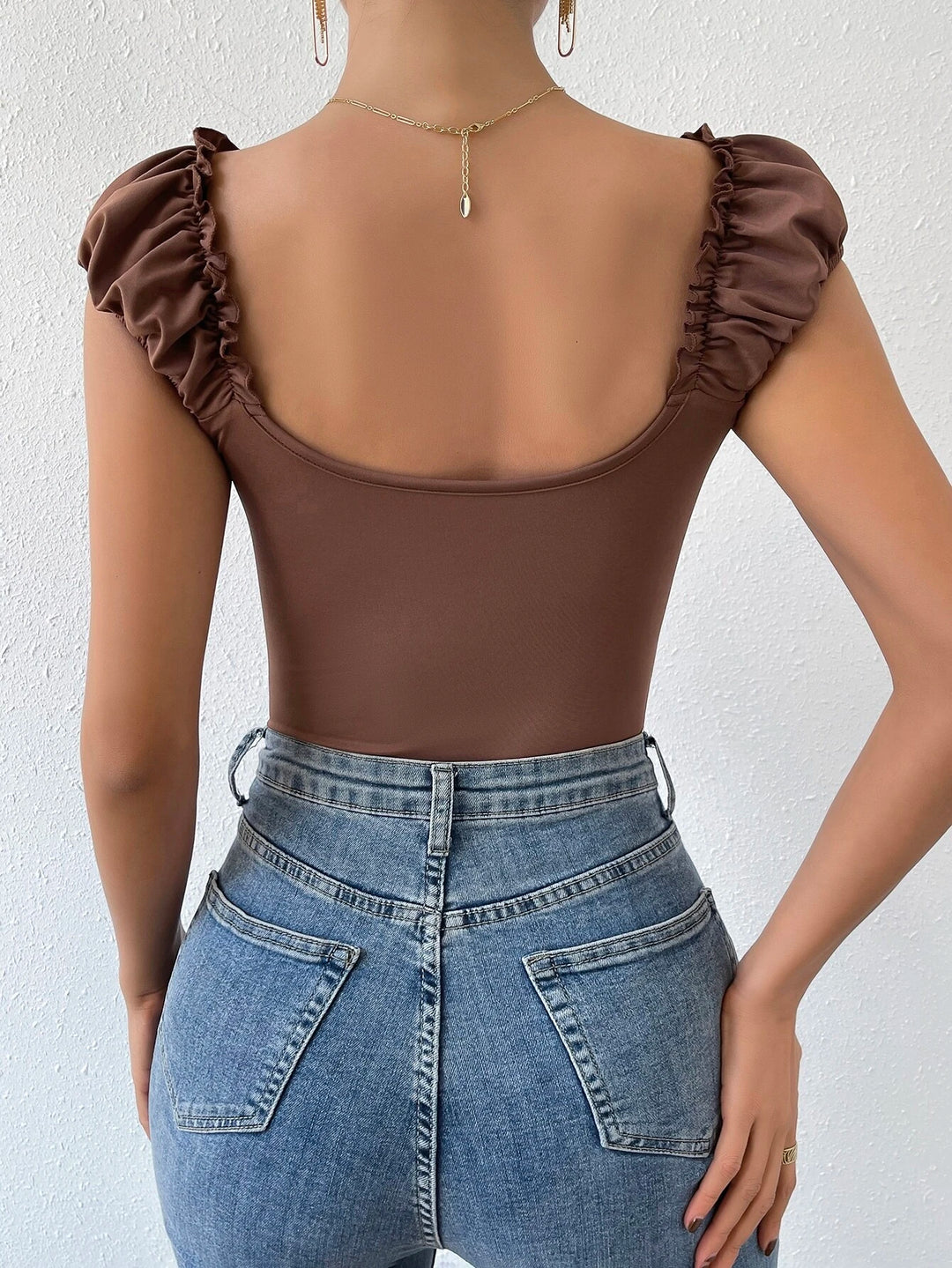 Ruched Lace Up Bodysuit