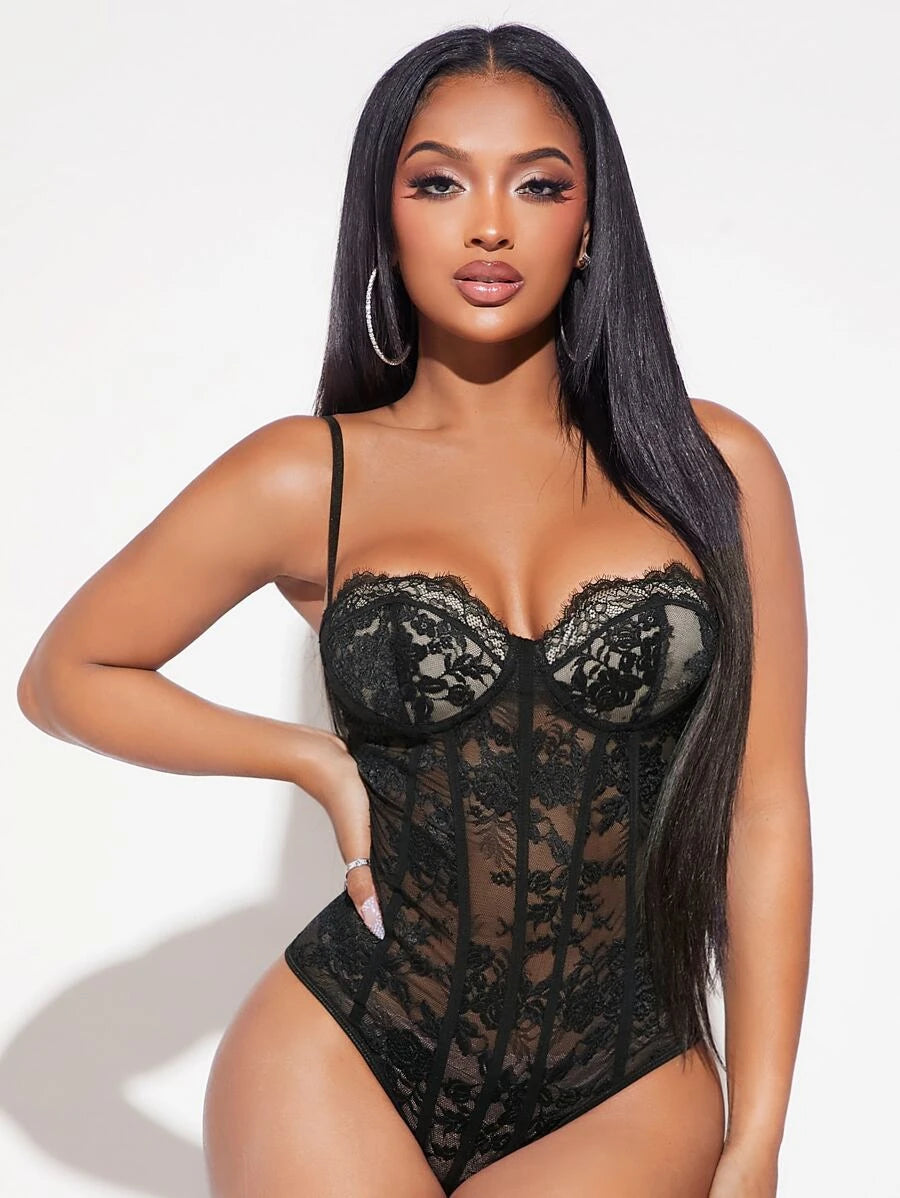 Lace Ruched Bodysuit