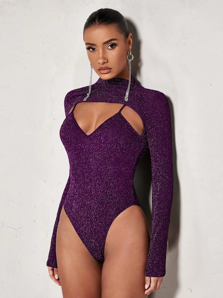 Long Sleeve Front Glitter Bodysuit