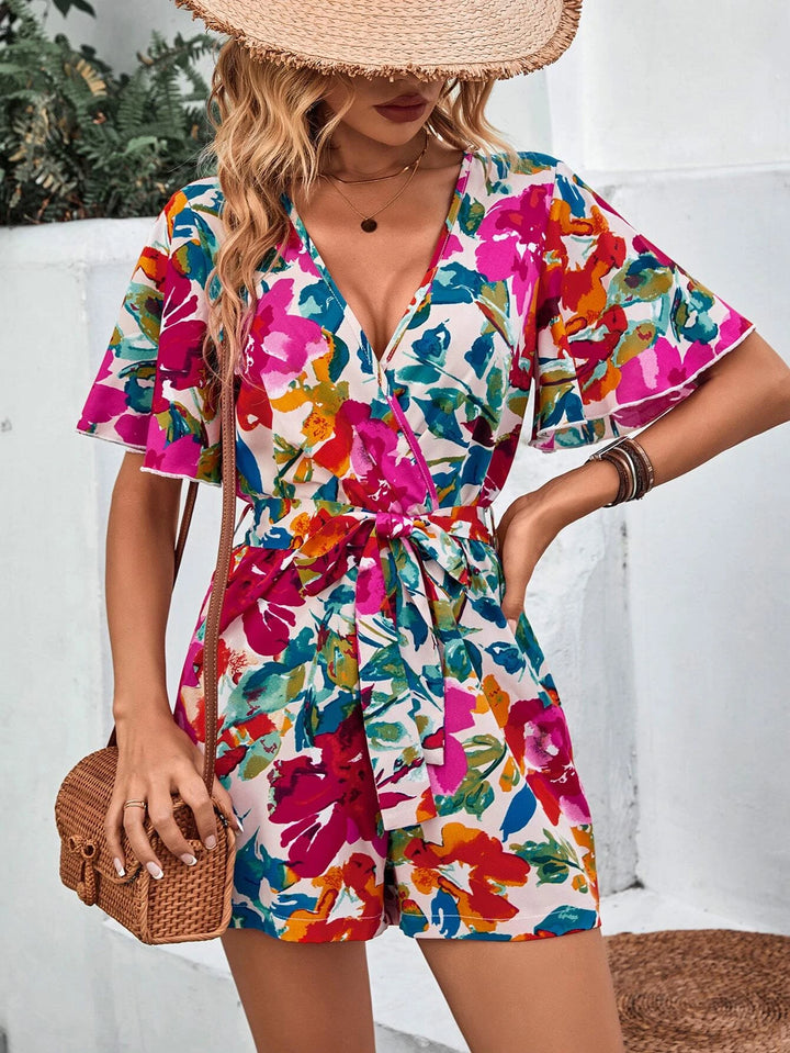 Floral Print Deep Romper