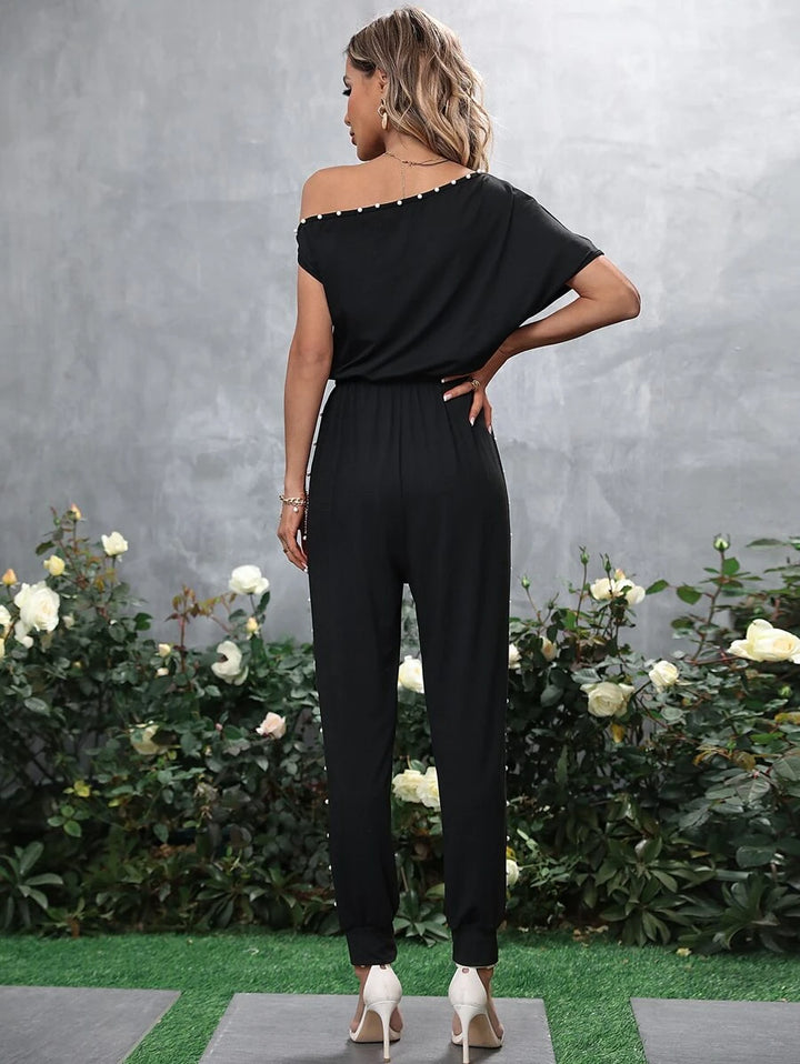 Casual Short Sleeve Belted Jumpsuit