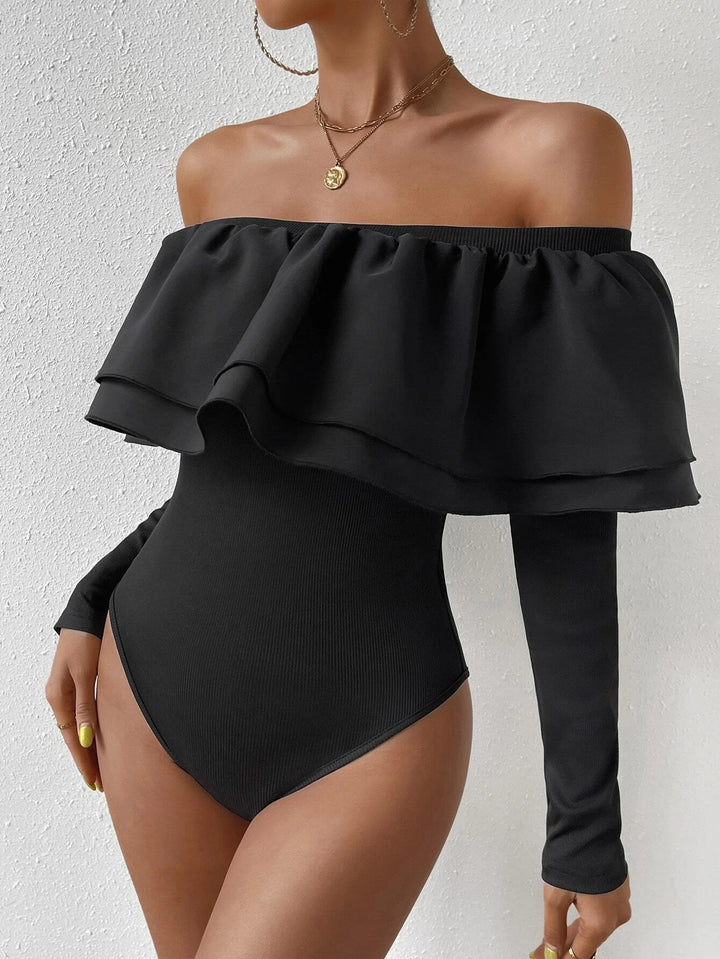 Off Shoulder Ruffle Bodysuit