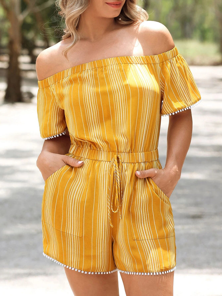 Off-Shoulder Front Knot Romper