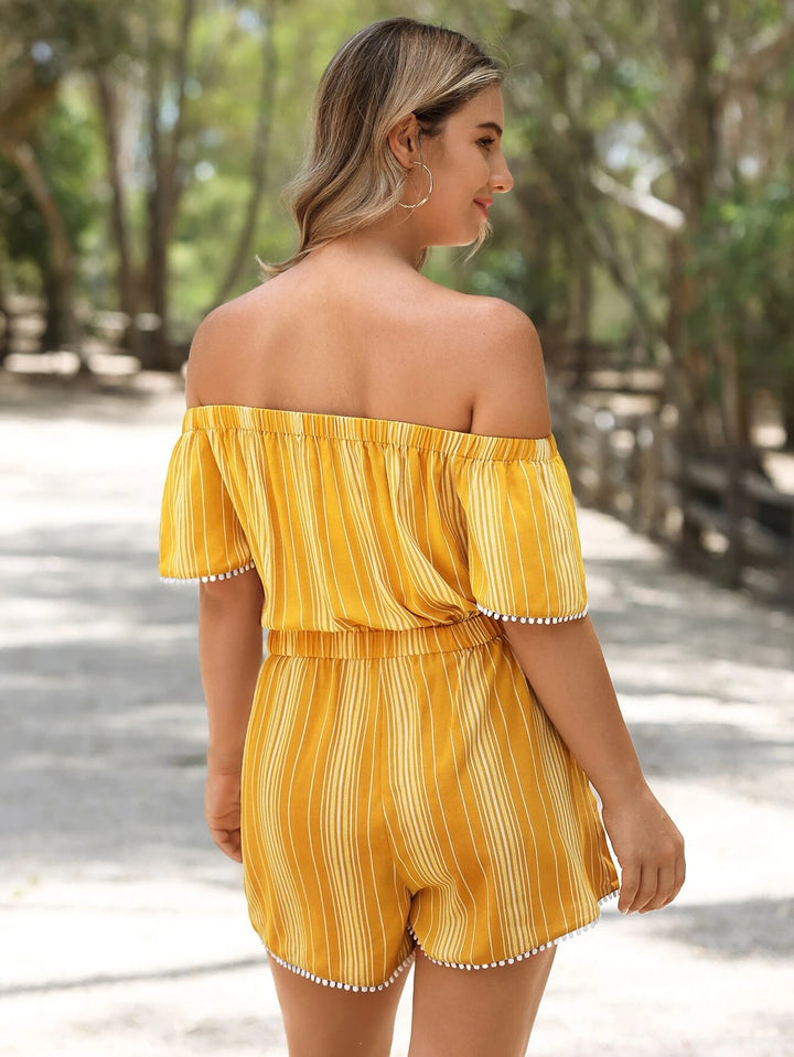 Off-Shoulder Front Knot Romper