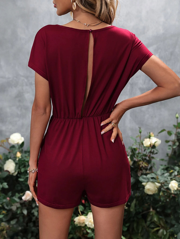 Keyhole Back Belted Romper