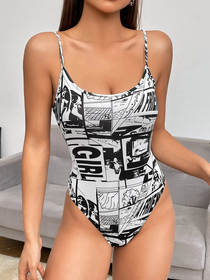 Letter Graphic Cami Bodysuit