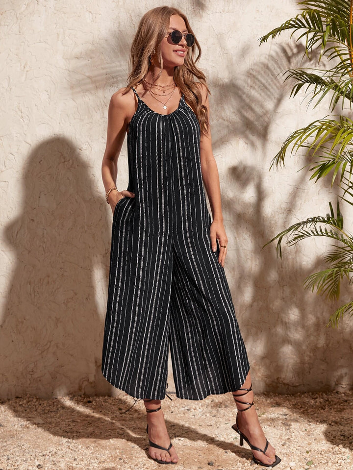 Striped Print Cami Jumpsuit