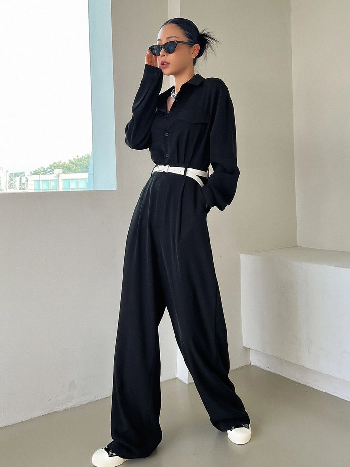 Long Sleeve Jumpsuit Without Belt