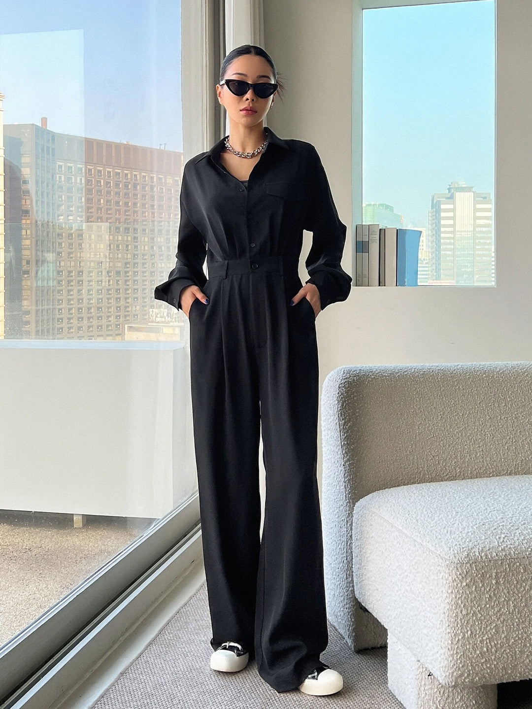 Long Sleeve Jumpsuit Without Belt