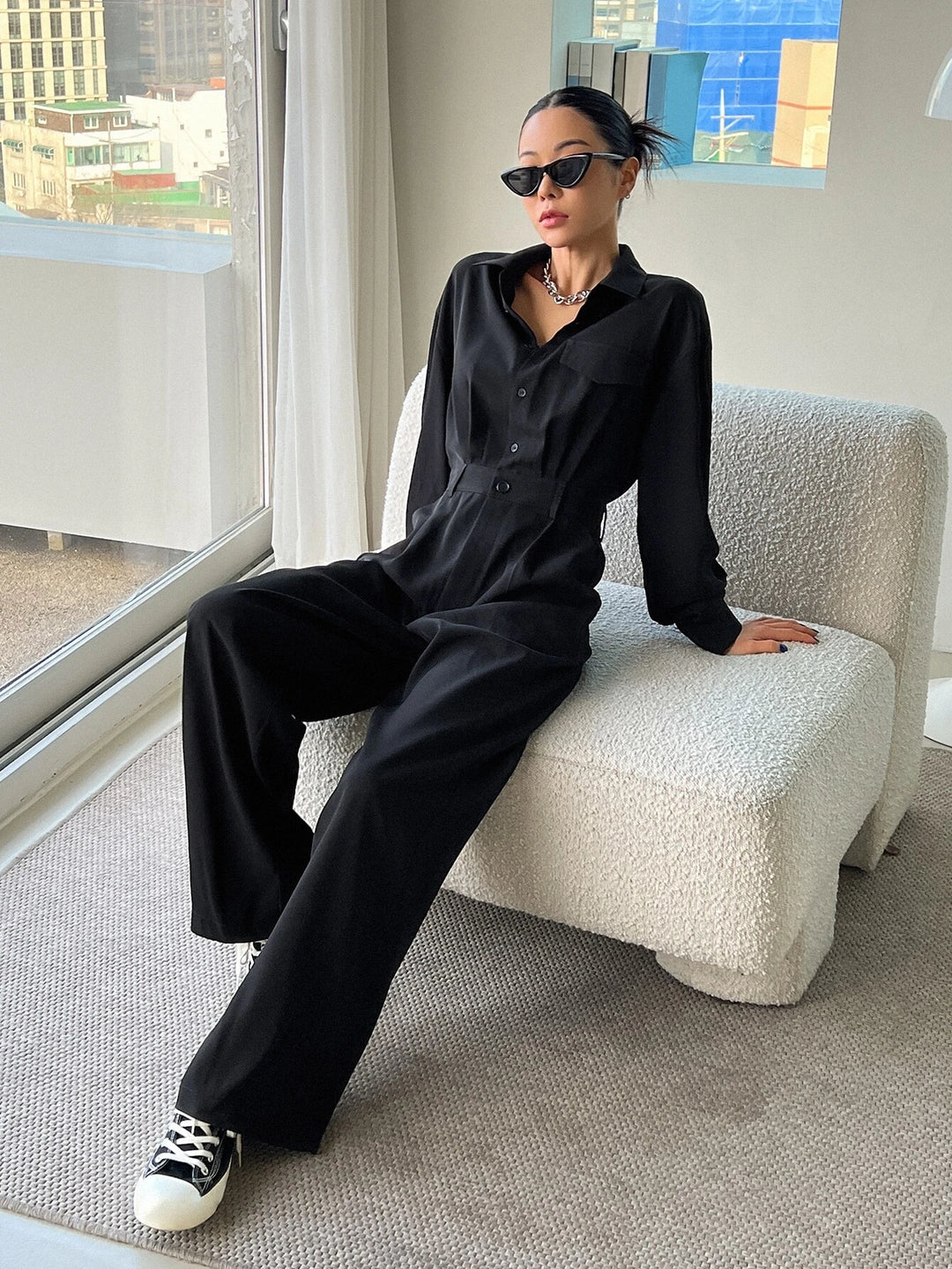 Long Sleeve Jumpsuit Without Belt