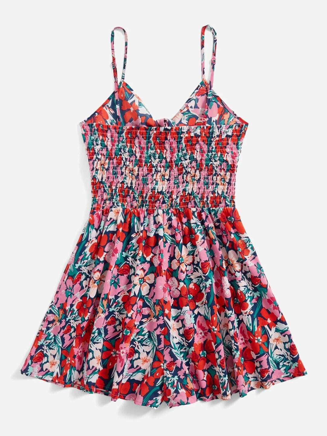 Barboteuse camisole à imprimé floral et taille froncée avec nœud sur le devant