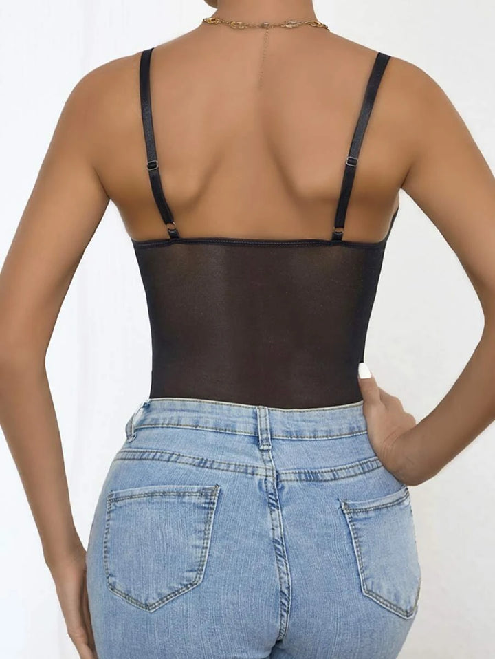 Ärmelloser Camisole-Body mit Spitzeneinsatz