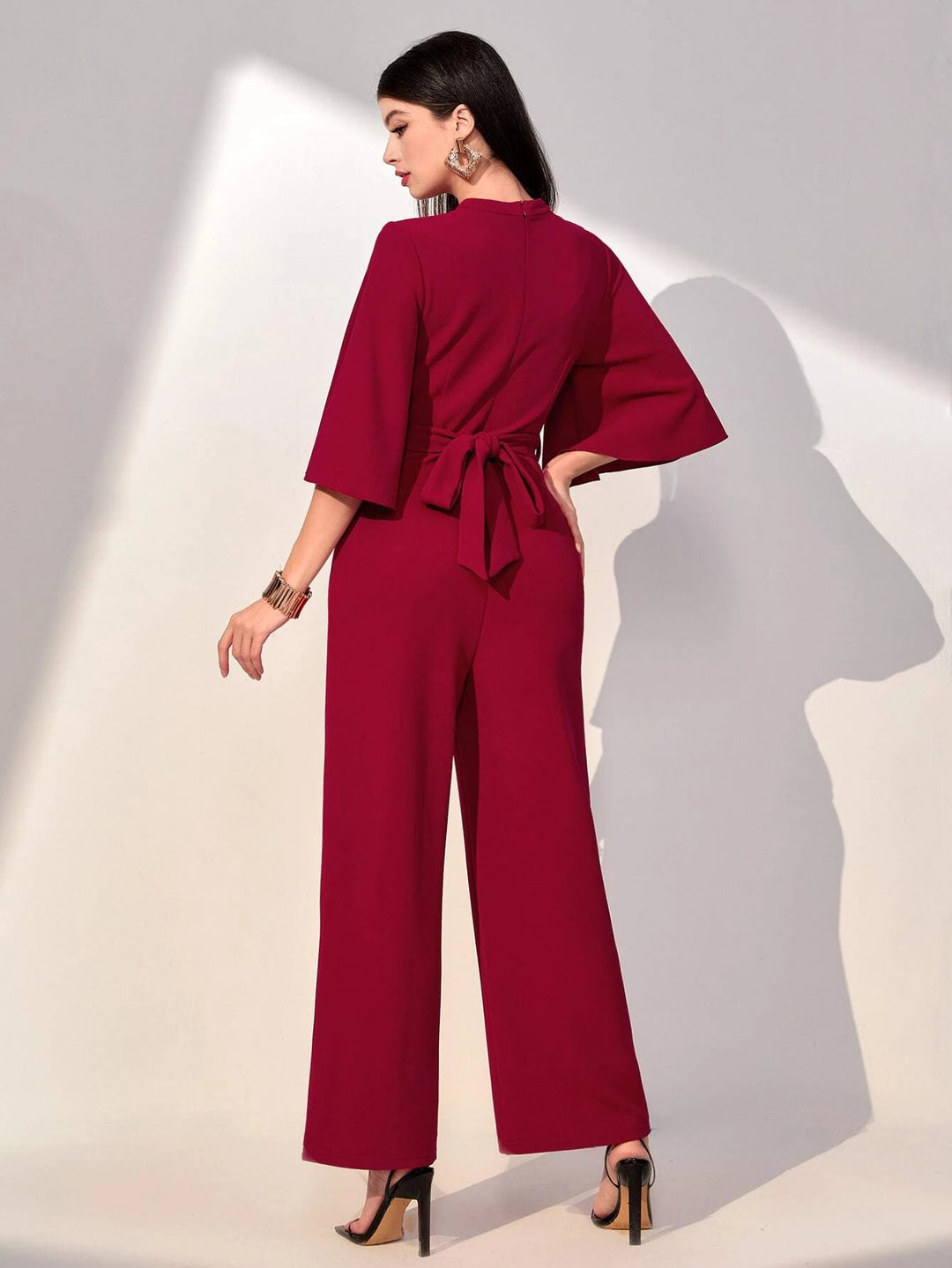 Flounce Sleeve Belted Jumpsuit