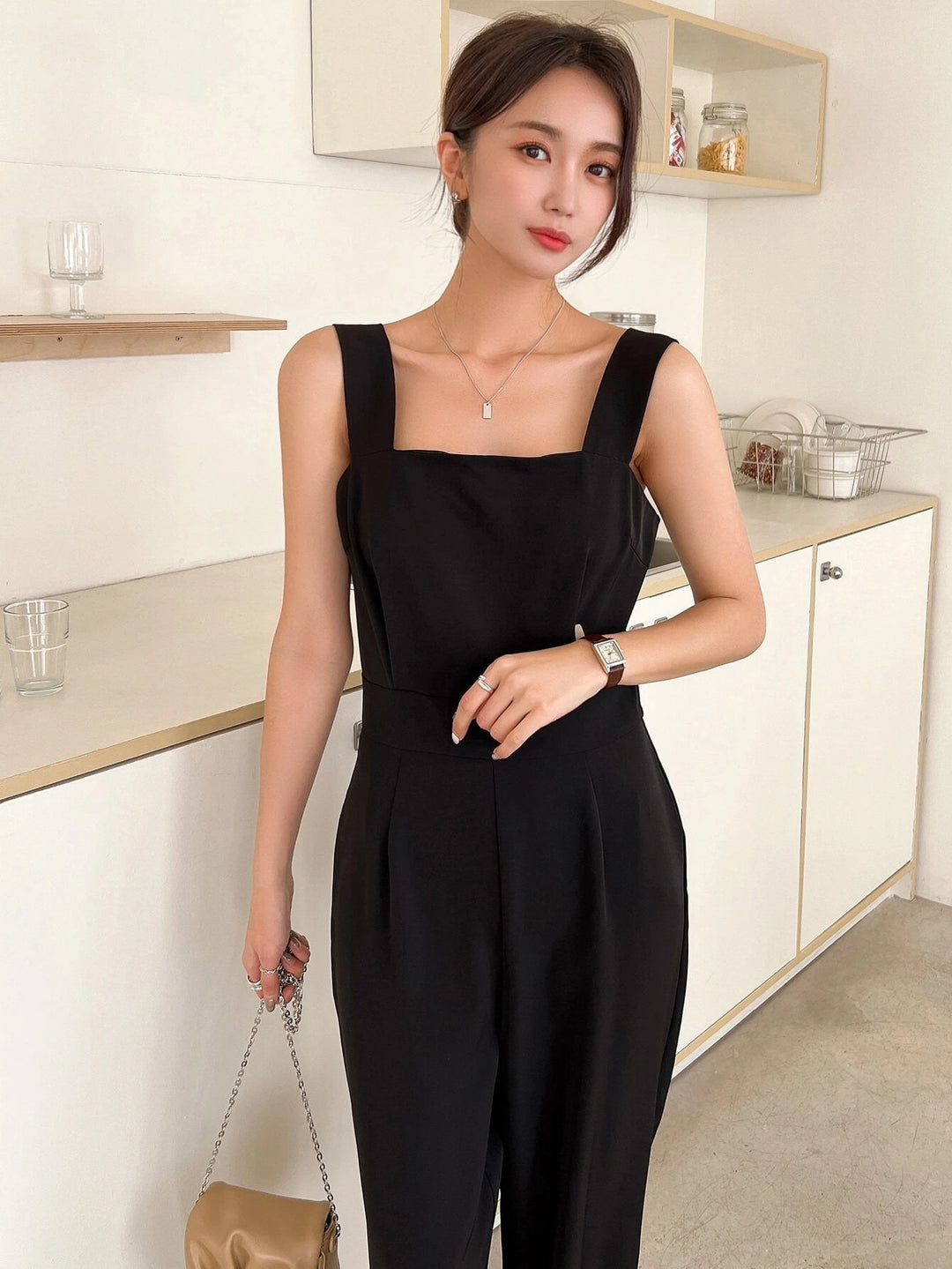 Sleeveless Wide Straps Jumpsuit