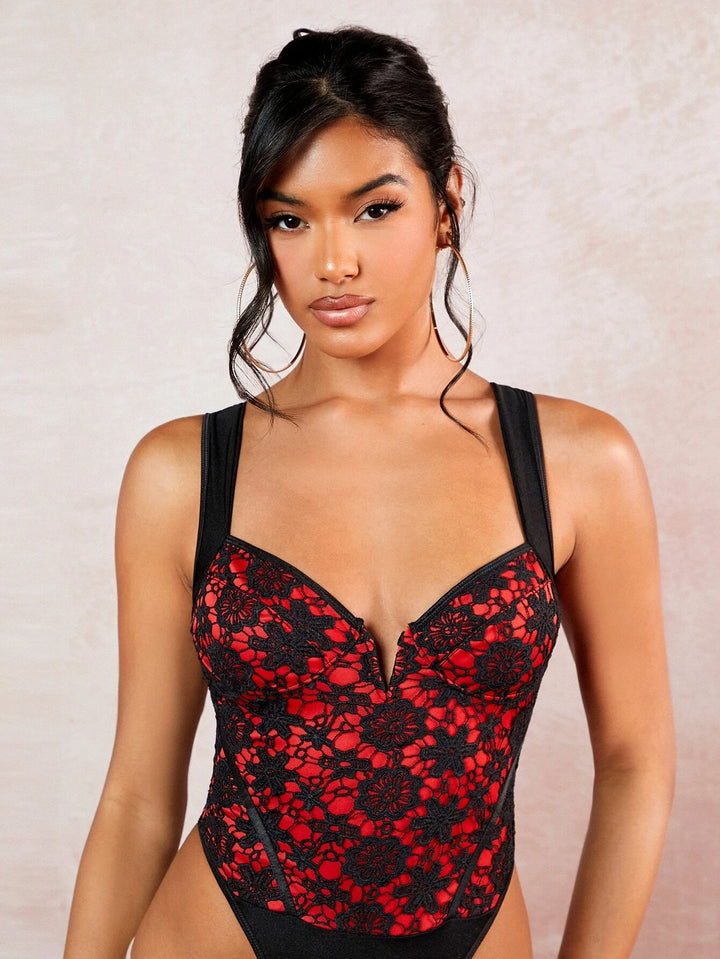 Lace High Cut Cami Bodysuit