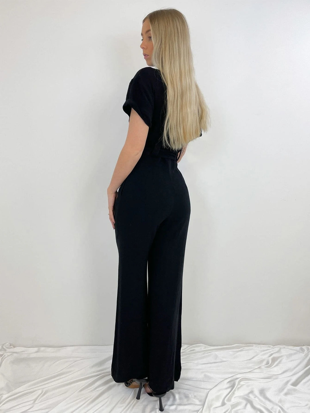 Button Front Belted Jumpsuit