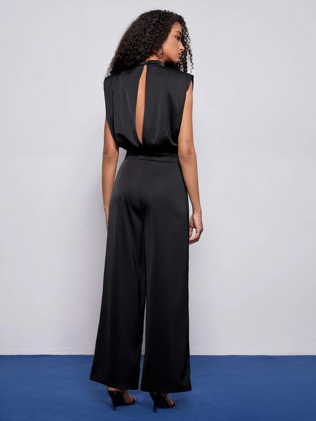 Split Back Wide Leg Jumpsuit With Belt