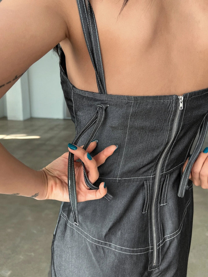 Casual Pocket Zip Cami Jumpsuit