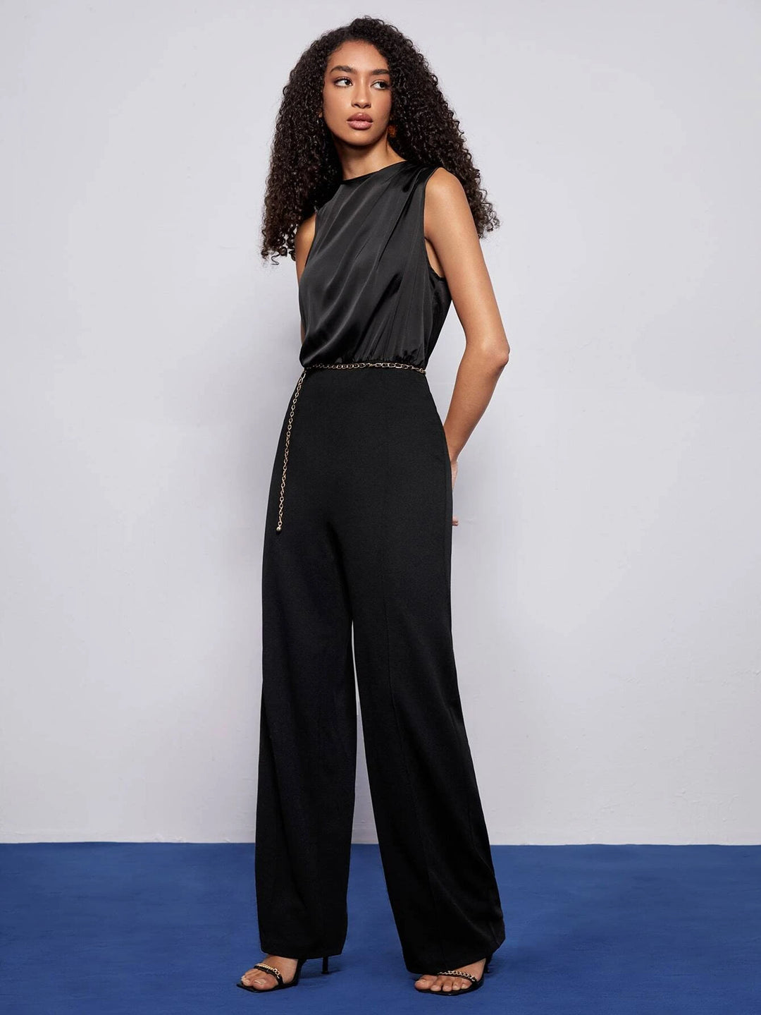 Sleeveless Satin Tank Jumpsuit