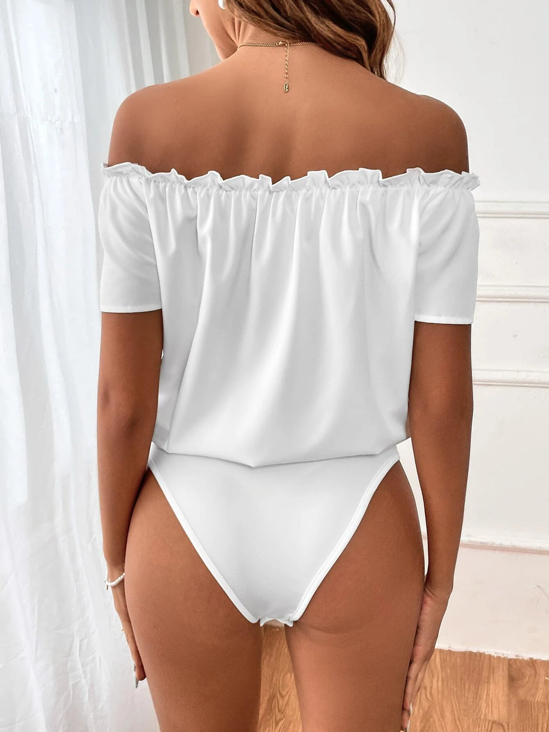 Off Shoulder Solid Coloured Bodysuit