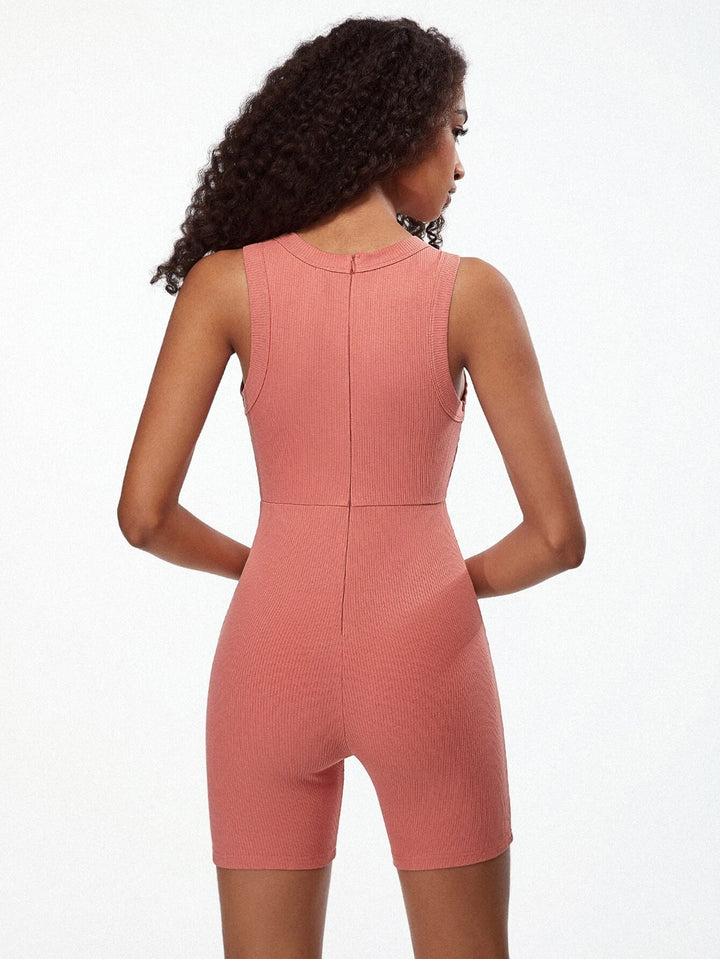 Ribbed Knit Unitard Romper