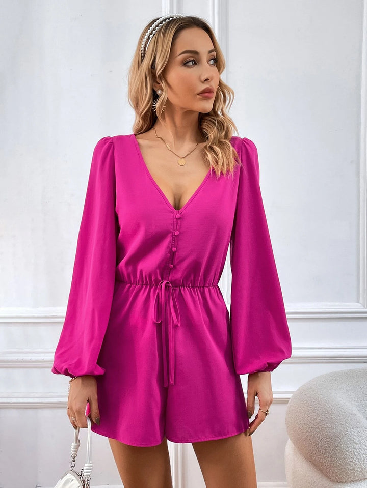 Bishop Sleeve Knot Front Romper