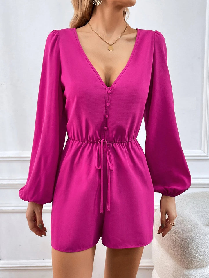 Bishop Sleeve Knot Front Romper