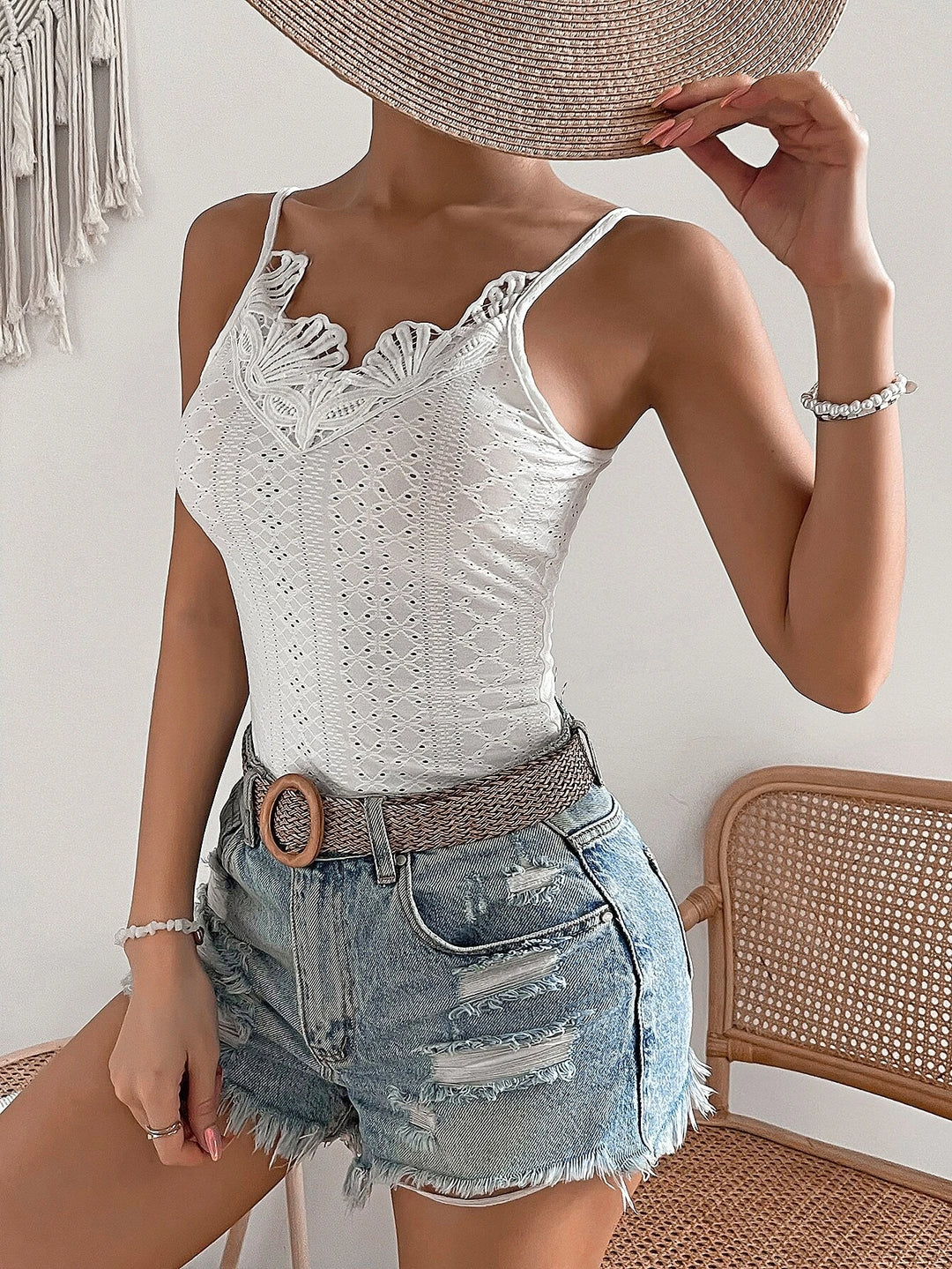 Sleeveless Trim Cami Bodysuit