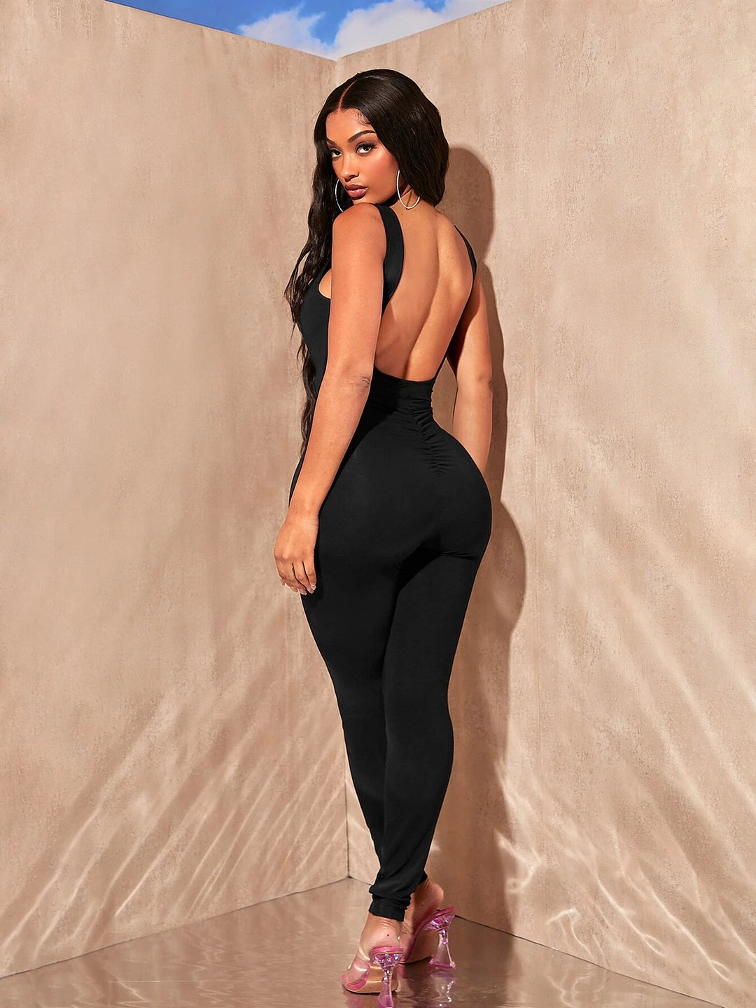 Round Neck Backless Jumpsuit