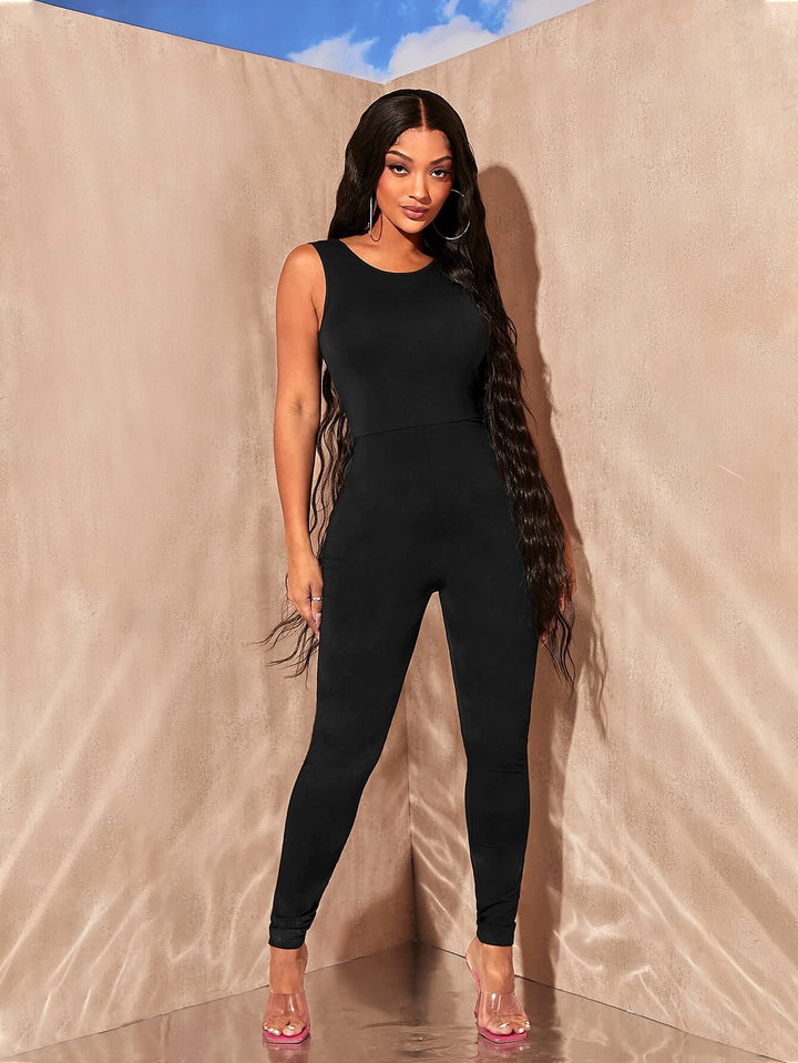 Round Neck Backless Jumpsuit